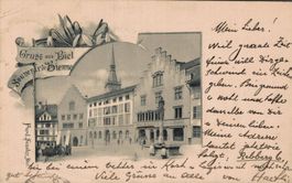 Biel Burgplatz, mit Stempel und Marke. 1898 Rathaus, Polizei