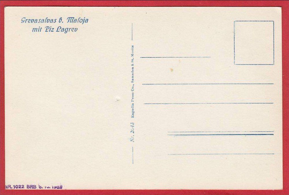 Cartoline postali: GREVASALVAS BEI MALOJA – Usato da Grüningen venduto da Kartenlaube 1