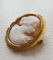 Gold 750 Massiv Camee Broche 18 Karat