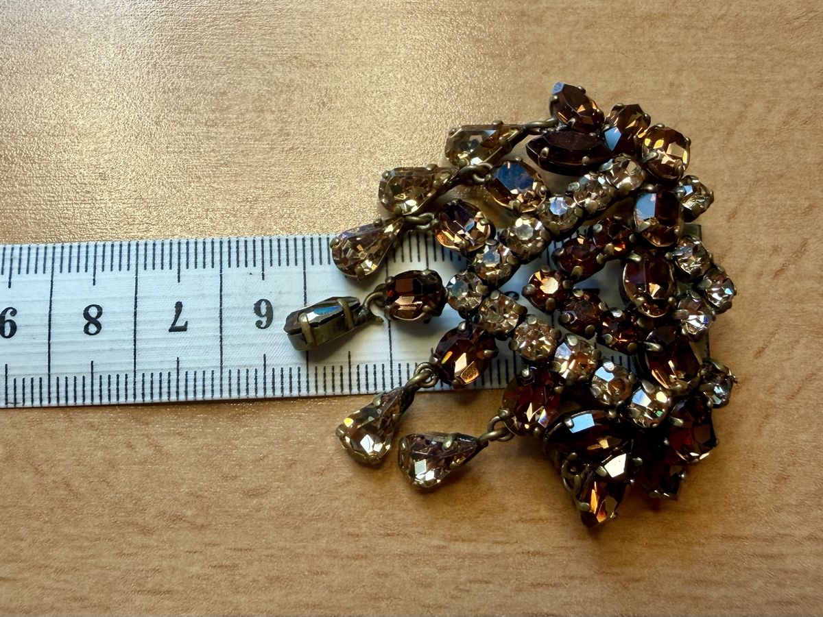 Broschen & Nadeln: Vintage-Brosche mit bernsteinfarbenen Strasssteinen – Gebraucht aus Lamone von LaCantinaMagica 7