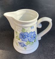 Hand-Painted Ceramic Pitcher with Blue Flowers