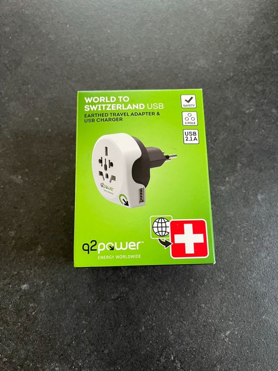 q2 power World to Switzerland adapter with USB Kaufen auf Ricardo
