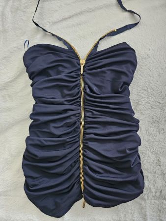 Haut Roberta Biagi bleu fermeture éclair dorée XS