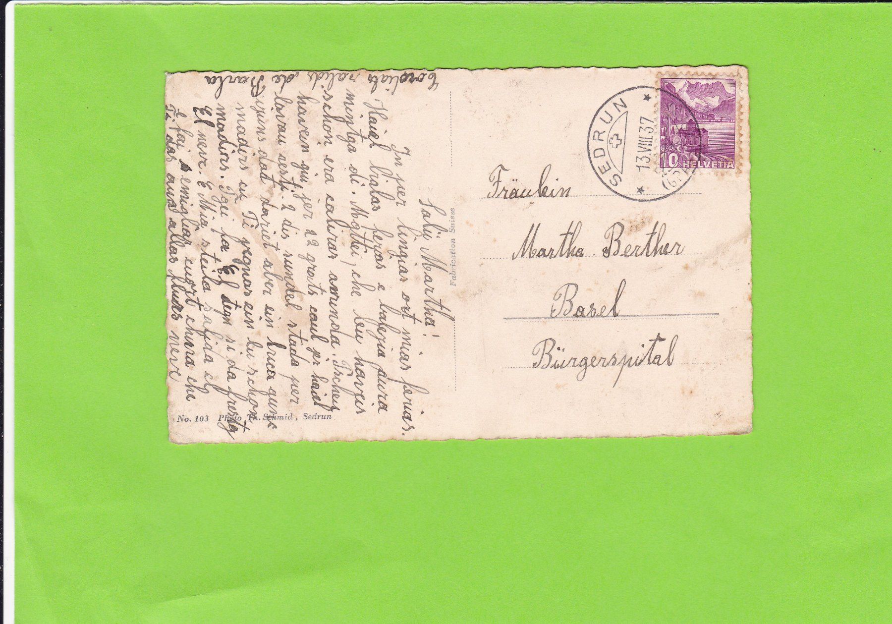 Cartoline postali: Cavorgia gegen Sedrun – Usato da St. Peterzell venduto da neckertal 1