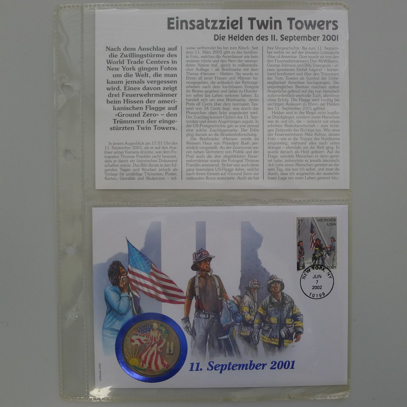 Alle Münzen: 2002, USA, Numisbrief: 11.September mit American Eagle – Gebraucht aus Sursee von Luzernerraute 4