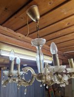 Vintage Lampe, Lüster, Glas&Kristall&Messing,Engeler Lampen