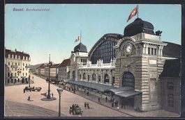 AK Basel, Bundesbahnhof, 1909