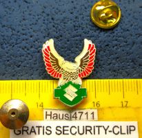 SUZUKI MOTO LOGO MIT ADLER PIN GLASIERT MIT SECURITY-CLIP