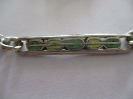 Taschenuhr Kette Silber Emaille Einlagen alt