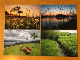 4x Postkarten Landschaften im Bezirk Höfe