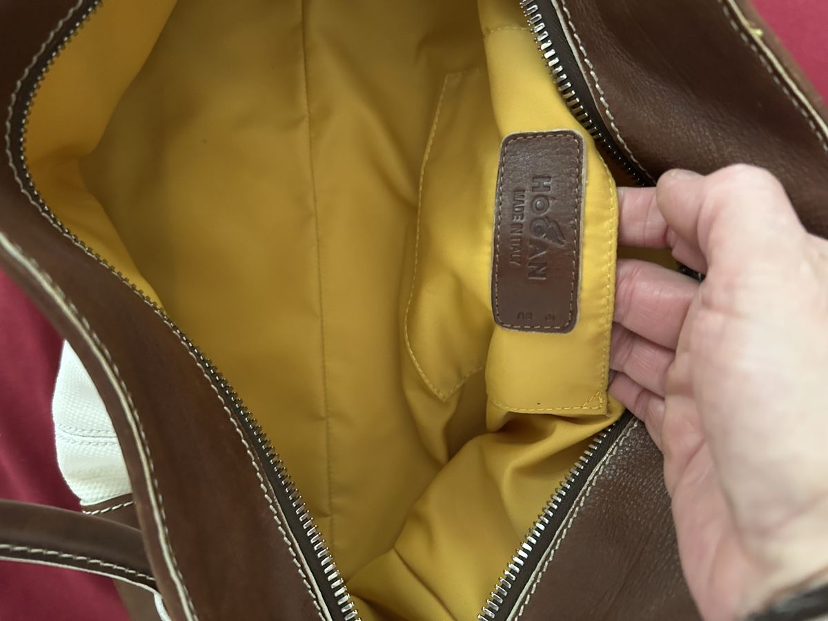 Hogan Borse da donna: Borsa Hogan pelle e tessuto bianco marrone usata – Usato da Personico venduto da Giovinted28 2