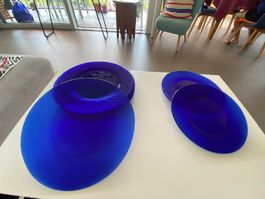 Blue Plate Set – 6 Pieces (4 Large + 2 Small)