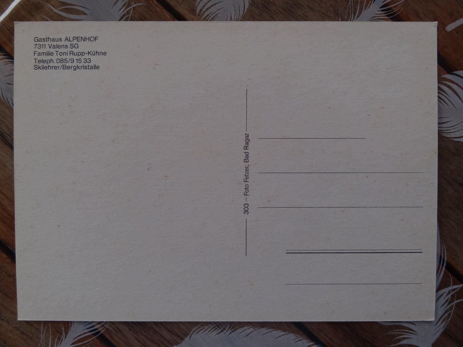 Cartoline postali: Valens - Gasthaus Alpenhof, SG – Usato da St Léonard venduto da Riglin 1
