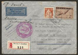 Flugpost Schweiz 1939 Bern Frankfurt Montevideo Luftpost