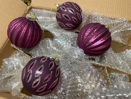Weihnachtskugeln Pink/Violett/Neu/OVP