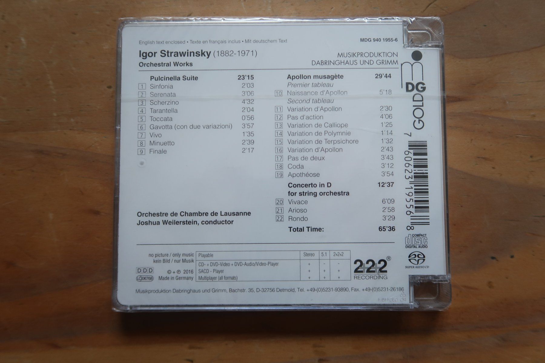CD: IGOR STRAVINSKY - ORCHESTRAL WORKS - NEUE SACD – Nuovo e nell'imballaggio originale da Basel venduto da Patiscat 1
