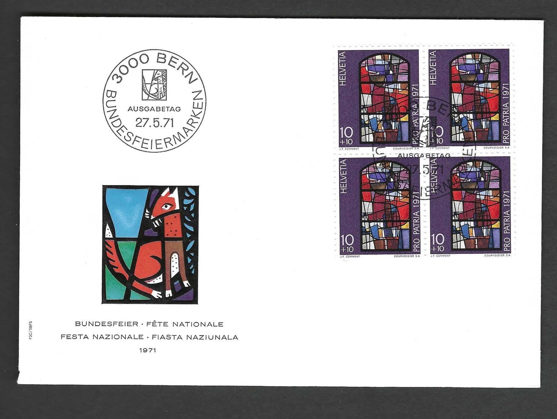 Tutti i francobolli: CH FDC Pro Patria  Viereblock 1971 – Nuovo e nell'imballaggio originale da Koblenz venduto da Markenhimmel
