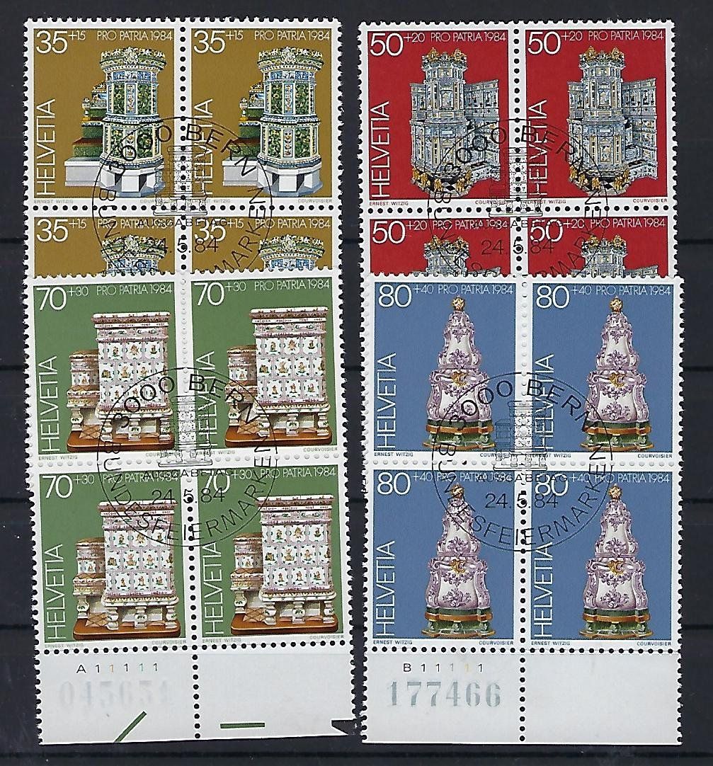 Alle Briefmarken: 1984  Pro Patria Viererblocks 14954 – Gebraucht aus Lunden von Animus999