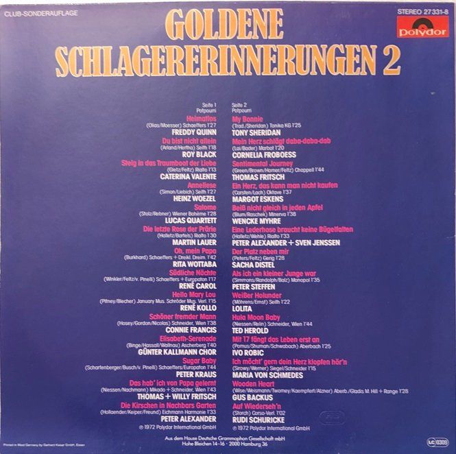 Dischi in vinile: Goldene Schlagererinnerungen 2 (LP) – Usato da Grüningen venduto da azulmarron 1
