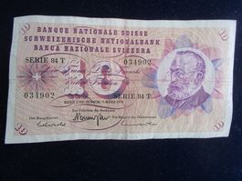 10er Note Serie 84 T vom 7. März 1973 - Nr. 034902