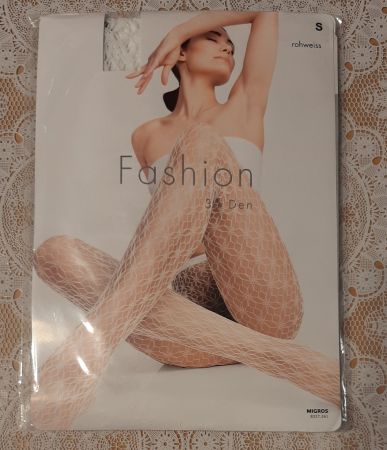 Migros Fashion Netz-Strumpfhose "Edelweiss" 30DEN Gr.S Weiss