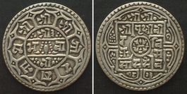 NEPAL Mohar SE 1823 (1901) PRITHVI BIR BIKRAM Silber