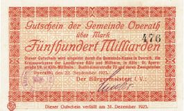 Overath 500 Mrd.Mark+Stempel 22.09.1923 VZ++-UNZ