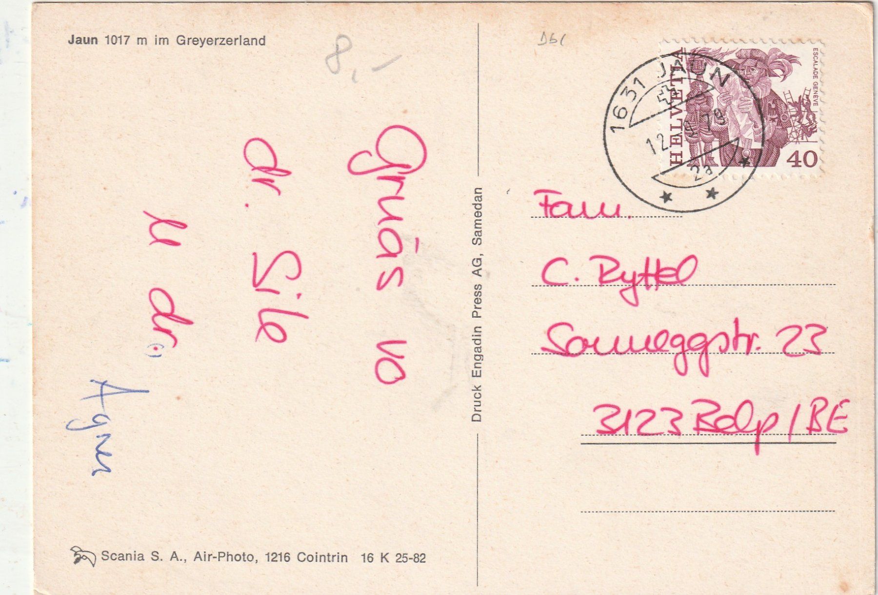 Cartoline postali: Jaun Flugaufnahme – Usato da Lumbrein venduto da made02 1
