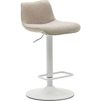 Kave Home Barhocker Zenda Chenille-Stoff beige, Beine Weiss