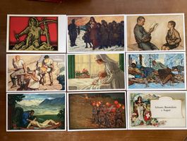 9 AK Reprints von alten Bundesfeierkarten