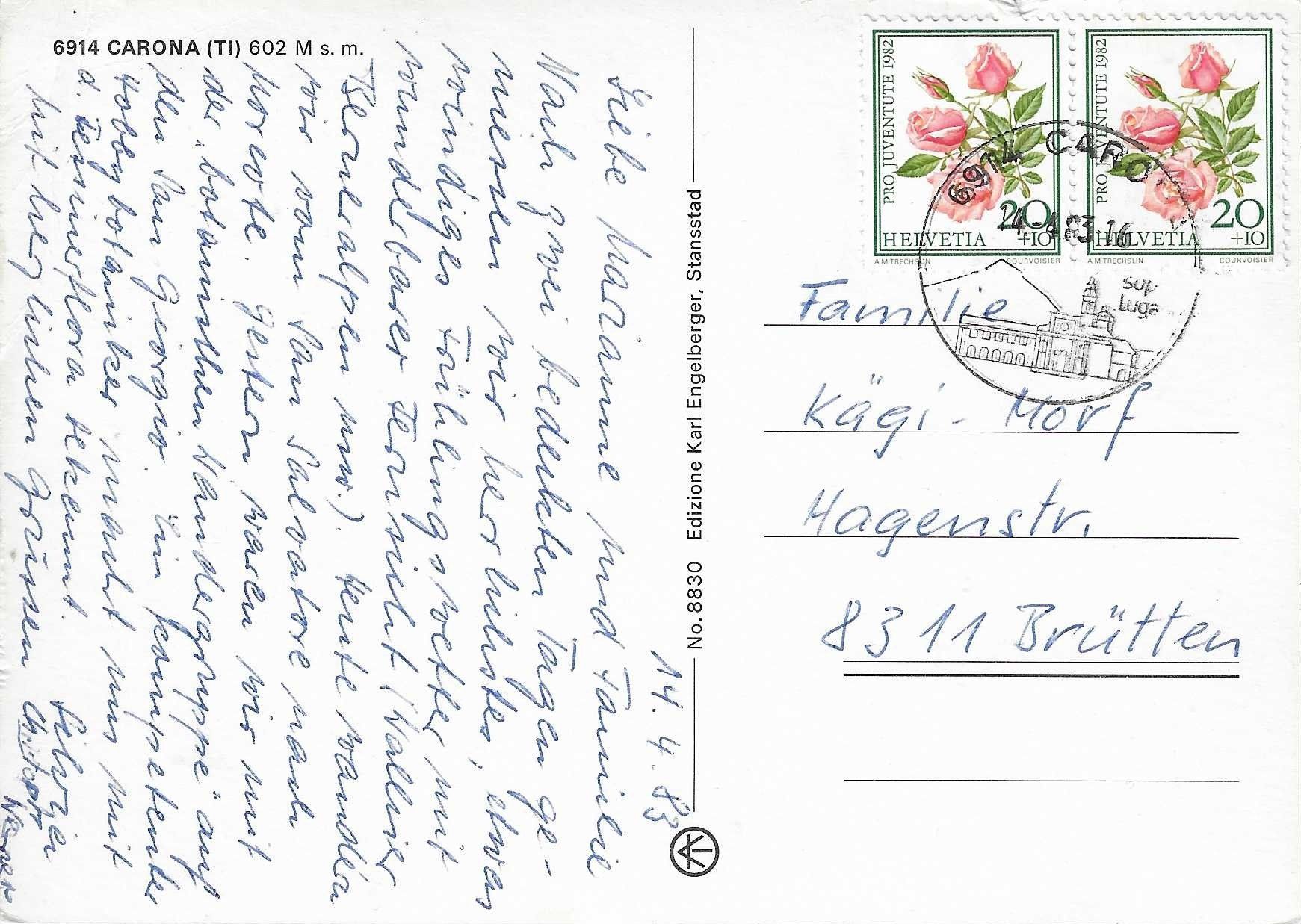 Cartoline postali: Carona TI – Usato da Rothrist venduto da Stranglehold 1