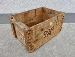alte Holzkiste COOP Transportkiste