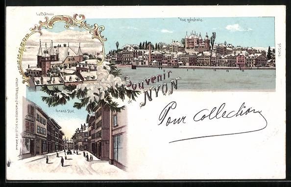 Cartoline postali: Winter-Lithographie Nyon, Vue generale,  – Usato da Berlin venduto da bartko-reher