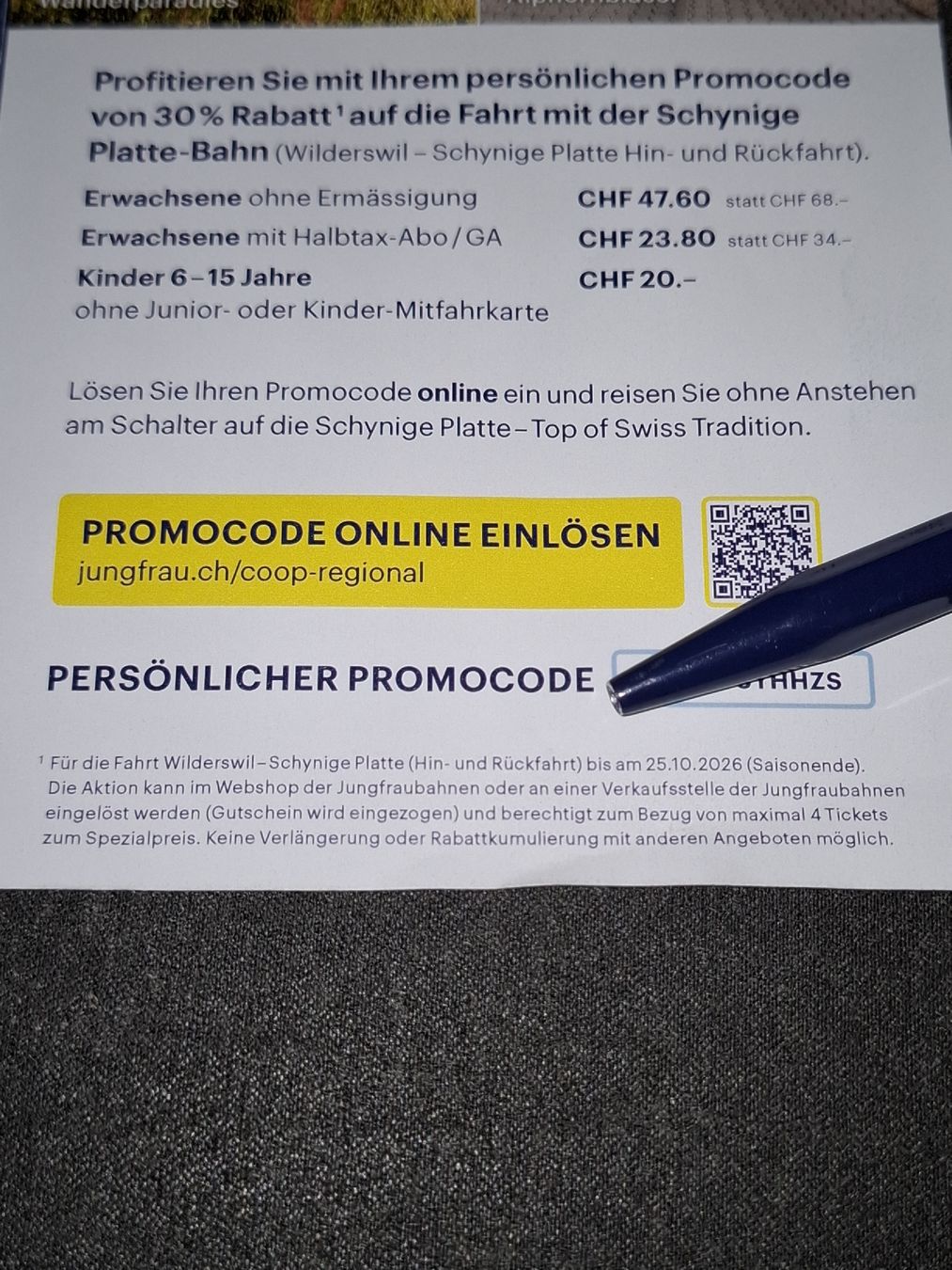 Buoni: Promocode 30% Rabatt Schynige Platte  – Nuovo (secondo la descrizione) da Zuchwil venduto da bvj_5t82 4