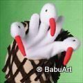 Handpuppe Storchennest für fünf Finger