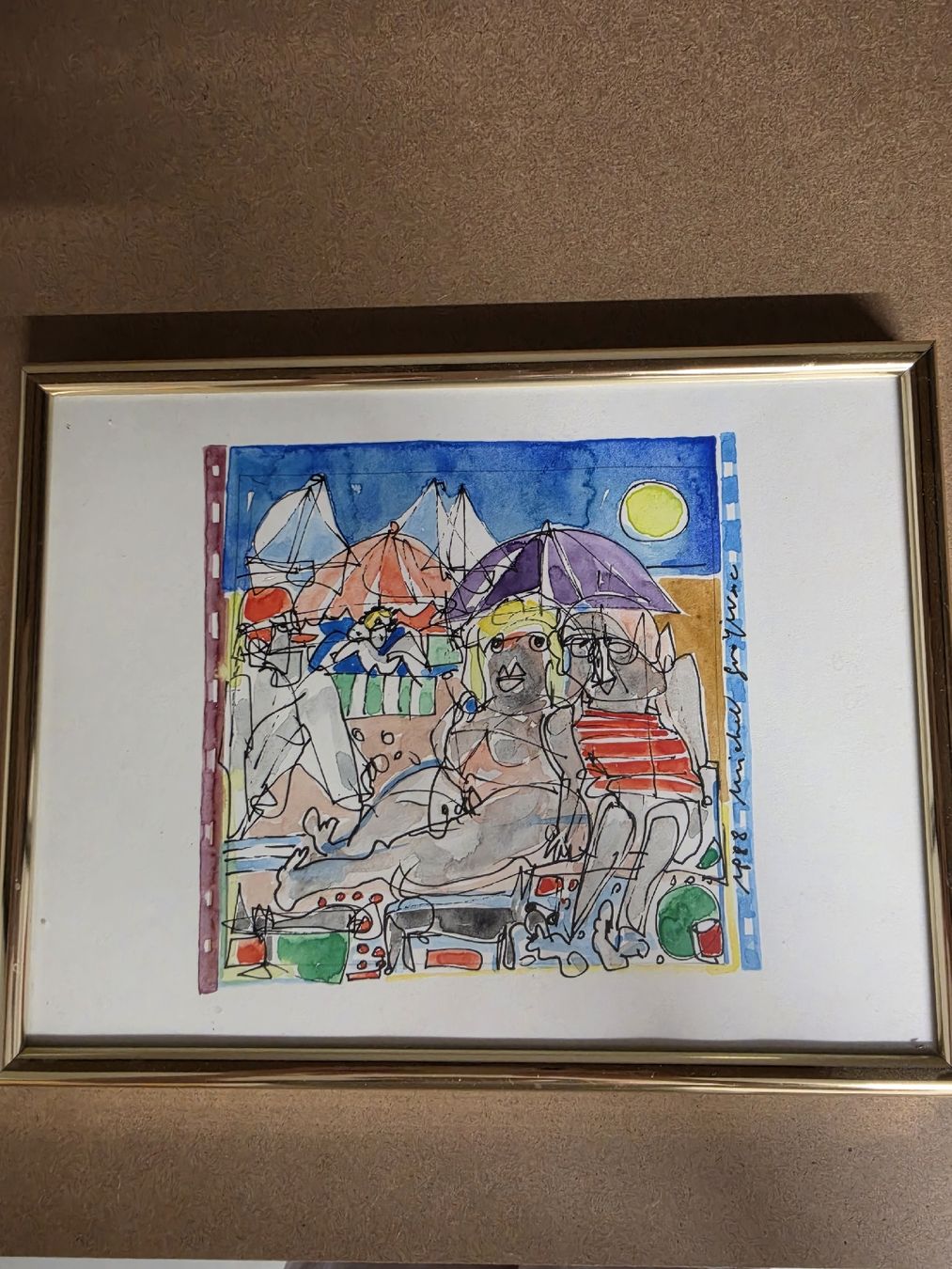 Dipinti: Original Aquarell / Tusche "Strandszene" (1988)  – Usato da Rain venduto da gary777