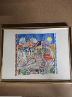 Original Aquarell / Tusche "Strandszene" (1988) 