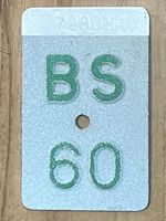 BS 60 - VELONUMMER - FAHRRADSCHILD - PLAQUE DE VELO - BS 60