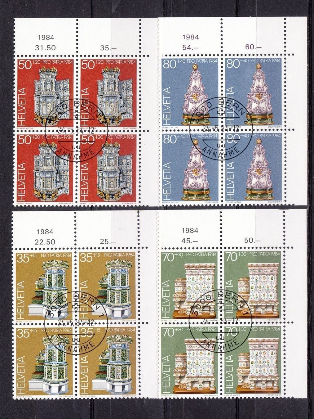 Alle Briefmarken: SBK B202 - B205 4er Block mit ET Bern – Gebraucht aus Bürglen TG von StampGraf