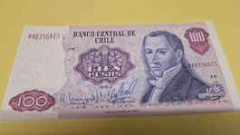 Chile 100 Pesos Geldschein, 1983, Top Zustand, Rarität