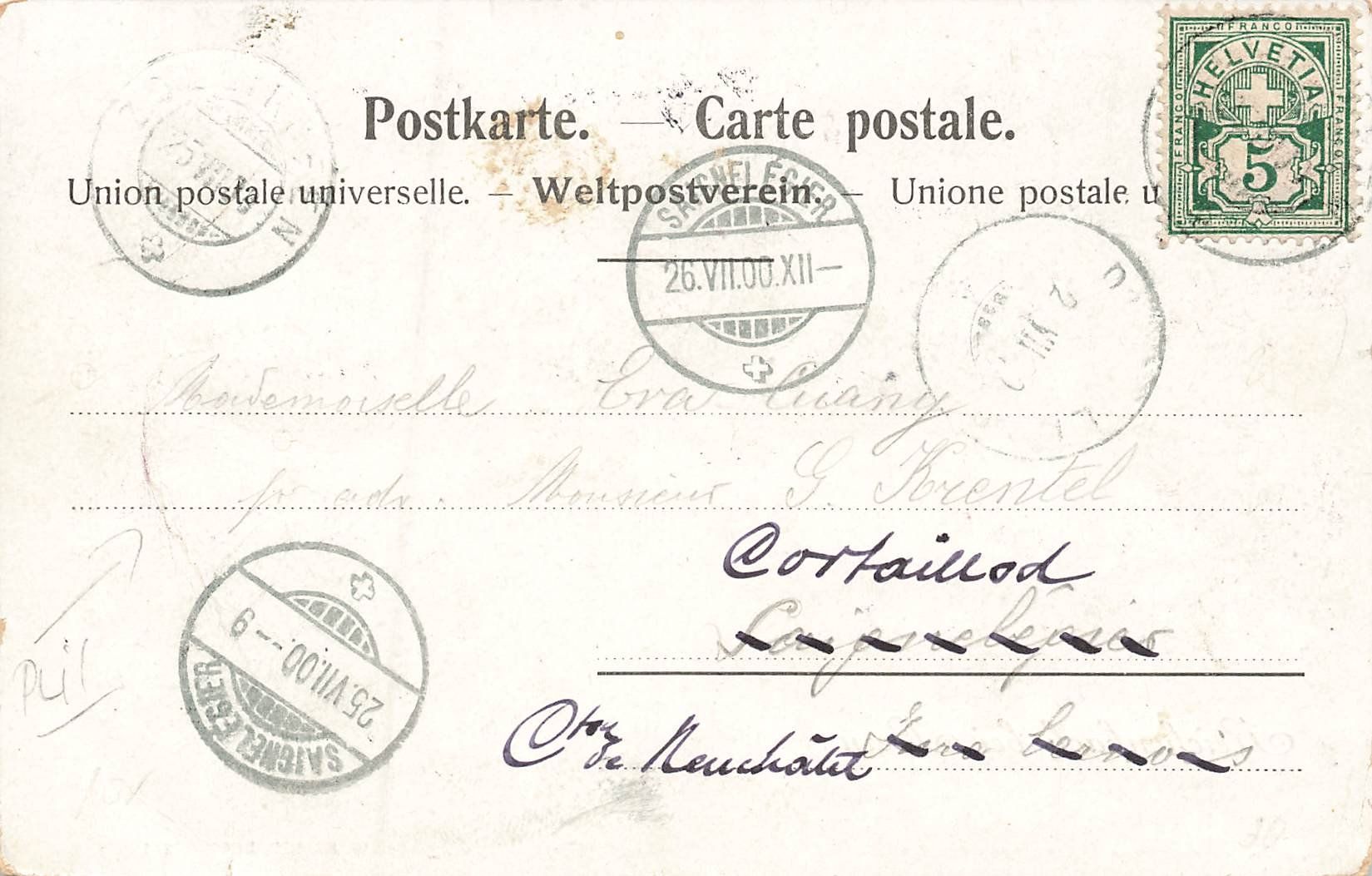 Ansichtskarten: Reichenbach der Bahn, mit Stempel 1900 – Gebraucht aus Schwyz von Seffi56 1