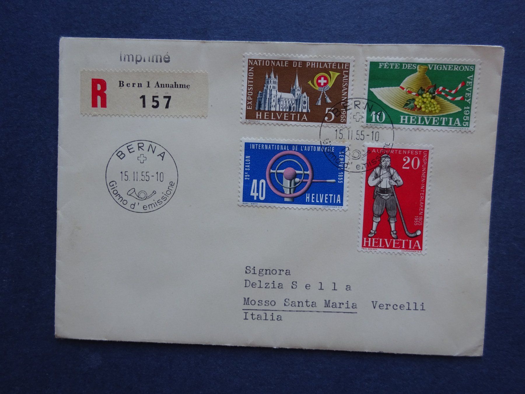 Tutti i francobolli: 1955 Z-Nr.320-323 FDC BERNA – Usato da Appenzell-Steinegg venduto da adi1975