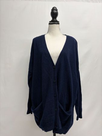 COS Dunkelblaue Strickjacke Oversize Cardigan S Wolle