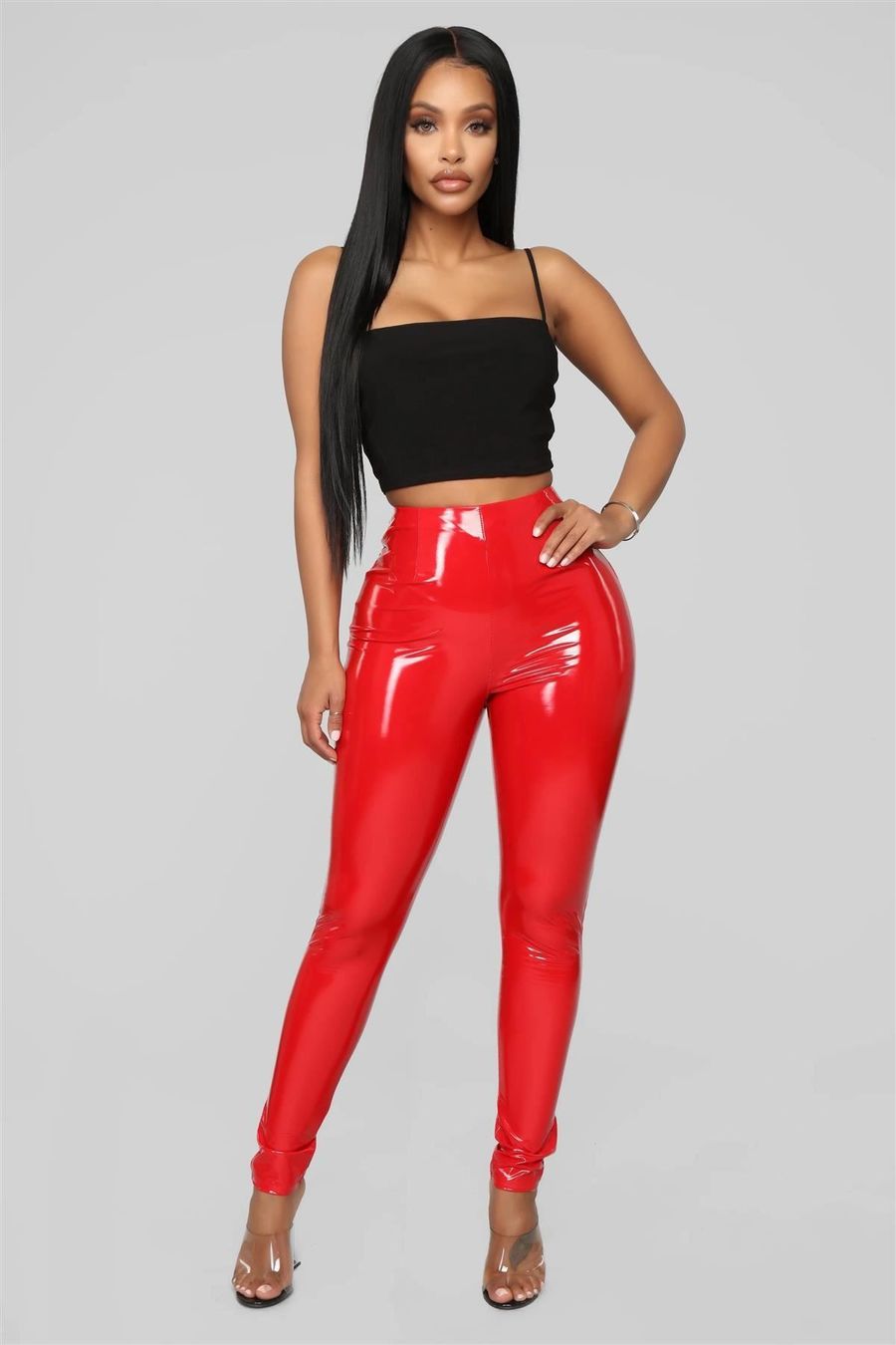 Leggings: Mega Vinyl Lack Leggings Rot – Nuovo e nell'imballaggio originale da Uetendorf venduto da Stoun 1