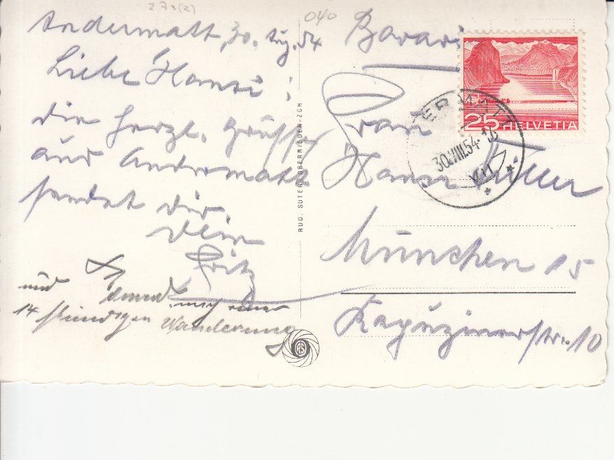 Cartoline postali: Andermatt 1954 – Usato da Bürglen TG venduto da StampGraf 1