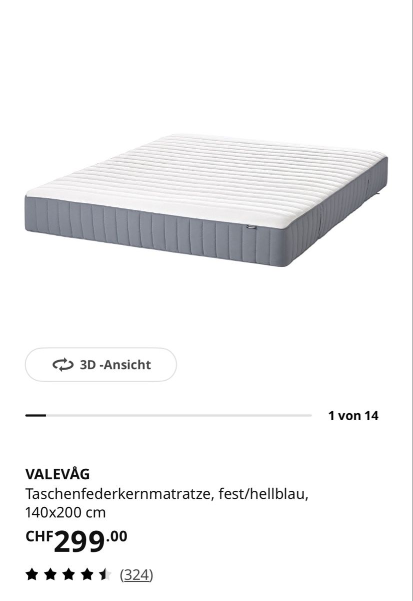 Ikea Letti: IKEA Bett mit Matratze, 140x200cm – Nuovo (secondo la descrizione) da Zürich venduto da ker_2tfk 1