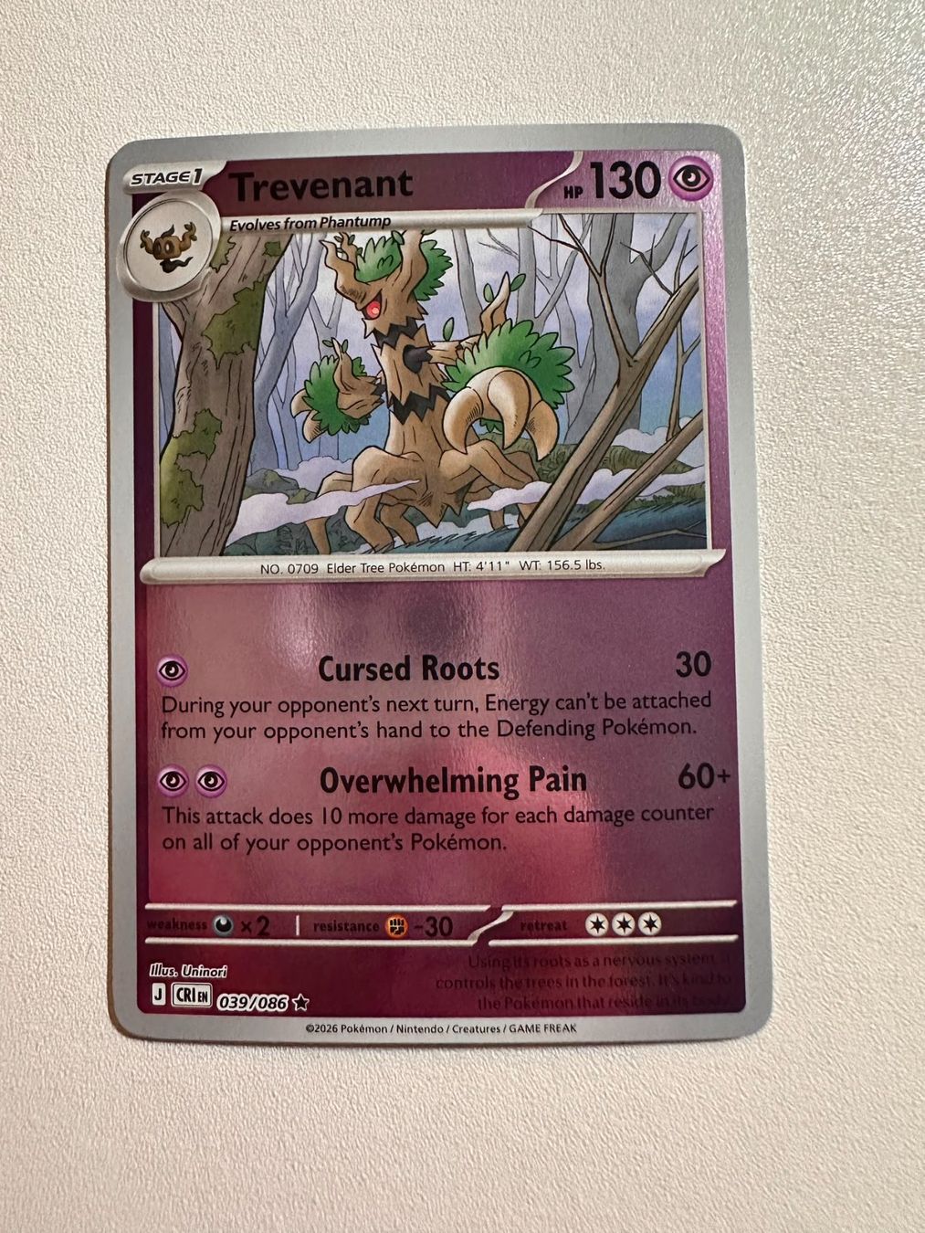 Pokémon Carte collezionabili: Trevenant CRI EN 039/086 REVERSE HOLO – Nuovo (secondo la descrizione) da Zürich venduto da 05t_bwx2