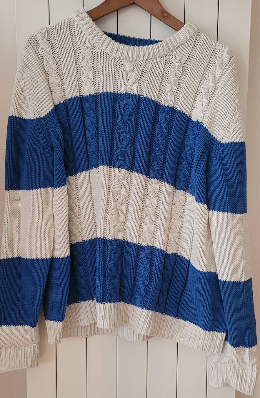 H&M Maglioni & Felpe: Pull XL rayé bleu et blanc H&M LOGG – Usato da La Tour-de-Peilz venduto da MrSputs