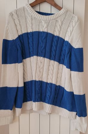 Pull XL rayé bleu et blanc H&M LOGG