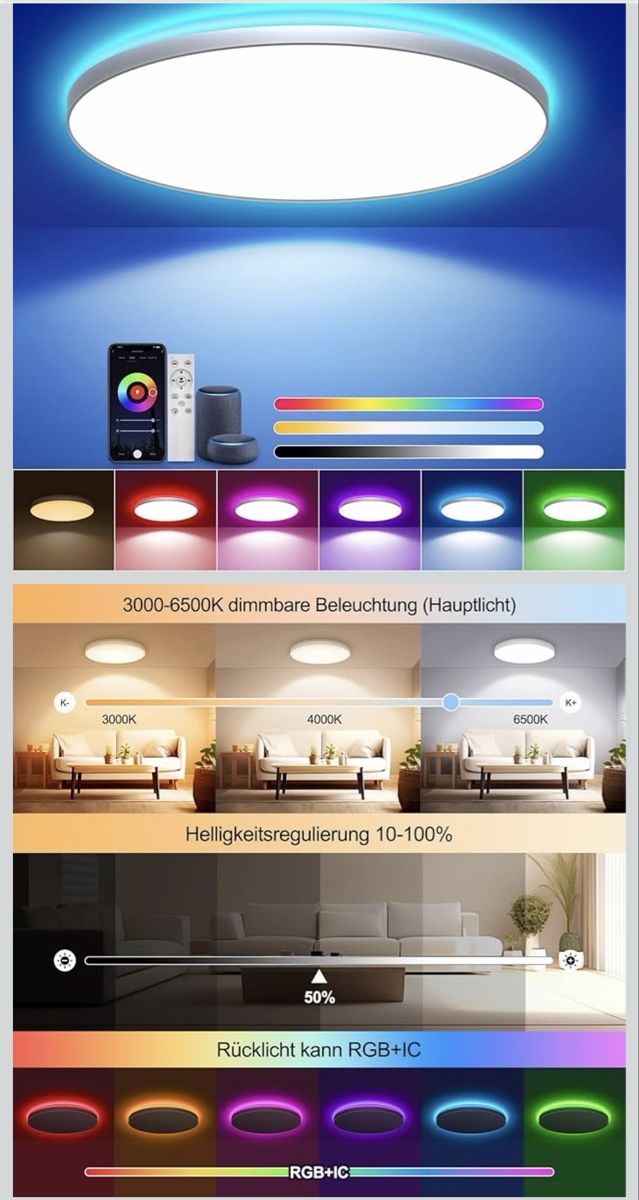 Kronleuchter & Deckenlampen: Smart LED Deckenleuchte RGBIC – Gebraucht aus Lyss von Marly87 3